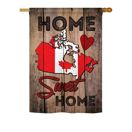 Ornament Collection - Country Canada Home Sweet Home Flags of the World - Everyday Nationality Impressions Decorative Vertical House Flag 28" x 40" Printed In USA