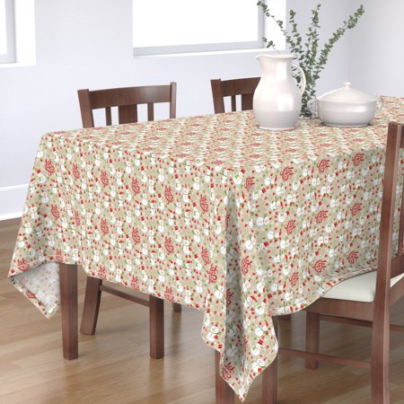 Tablecloth Snowman Snowmen Let It Snow Snowflake Heart Holiday Cotton Sateen