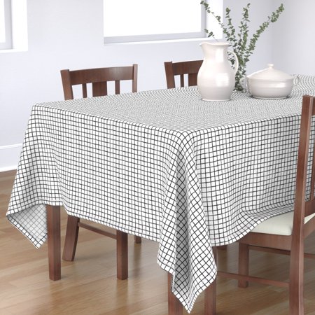 Tablecloth Grid Geometric Monochrome Lines Scandinavian Abstract Cotton Sateen