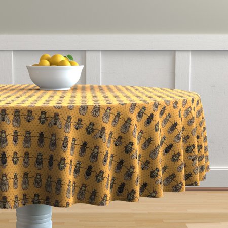 Round Tablecloth Geek Biology Fruit Flies Insect Drosophila Cotton Sateen