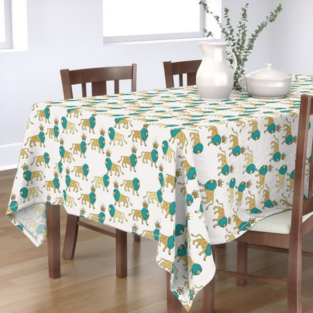 Tablecloth Lion Animal Crown Baby Nursery Cotton Sateen