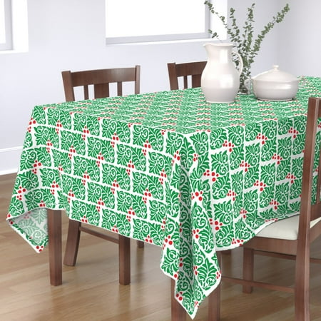 Tablecloth Christmas Red Green Decorative Ornament Ornamental Cotton Sateen