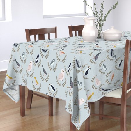 Tablecloth Scandinavian Birds Scandi Gender Neutral Baby Arctic Cotton Sateen