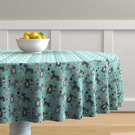 Round Tablecloth Pitbull Pitbulls Dog Dog Breed Wine Champagne Cotton Sateen