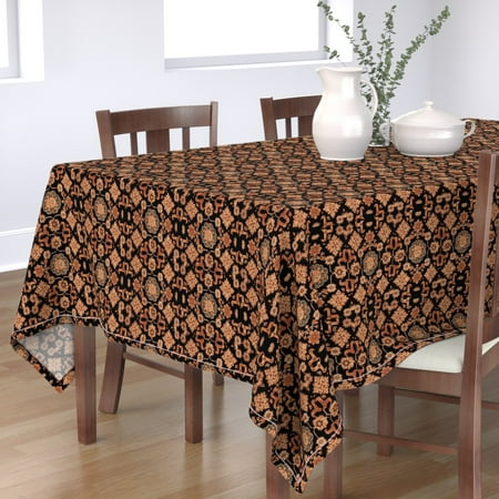 Tablecloth Persian Carpet Black Ponies Horses Library Oriental Cotton Sateen