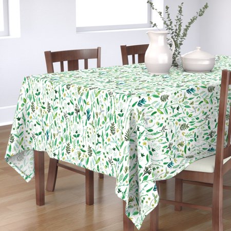 Tablecloth Greenery Fern Botanicals Plants Leaf Leaves Branch Cotton Sateen