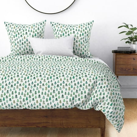 Christmas Tree Christmas Tree Fir Tree Evergreen Sateen Duvet Cover by Roostery