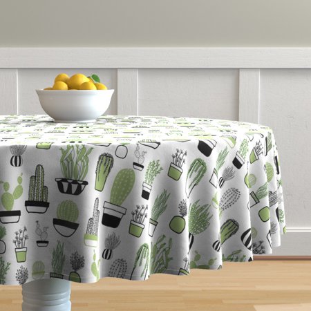 Round Tablecloth Cactus Succulents Plant Pot Plant Indoor Garden Cotton Sateen