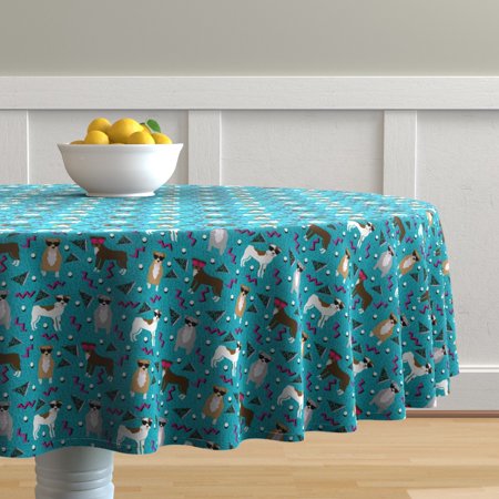 Round Tablecloth Pitbull Pitbulls Dog Dogs Dog Mom Retro 90S Cotton Sateen