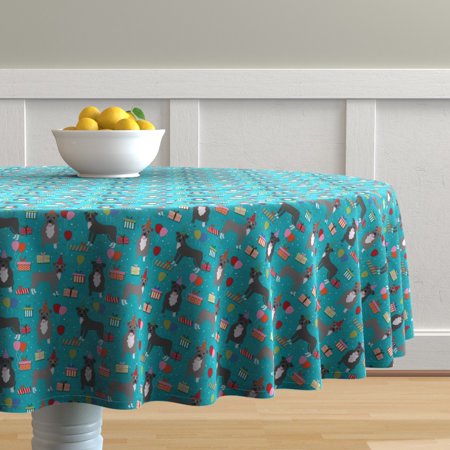 Round Tablecloth Pitbull Pitbulls Dog Dogs Pets Birthday Party Cotton Sateen