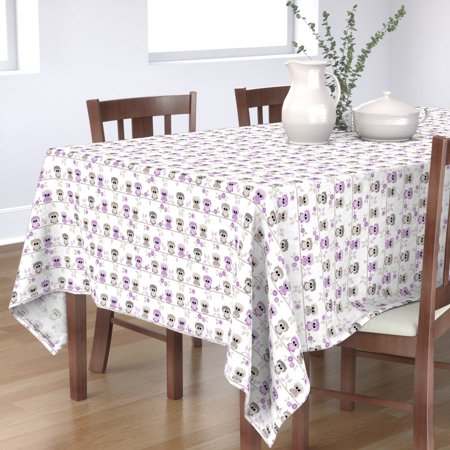 Tablecloth Purple Owl Modern Woodland Nursery Forest Tree Baby Cotton Sateen