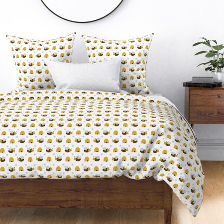 Beehive Honey Garden Insect Pollinator Bee Hive Sateen Duvet Cover by Roostery