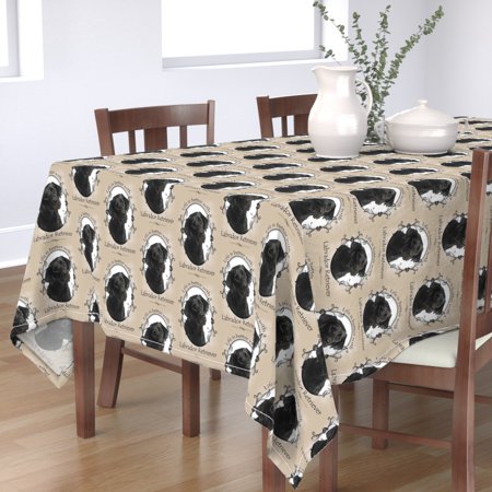 Tablecloth Black Lab Labrador Retriever Dog Breed Beige Pet Animal Cotton Sateen