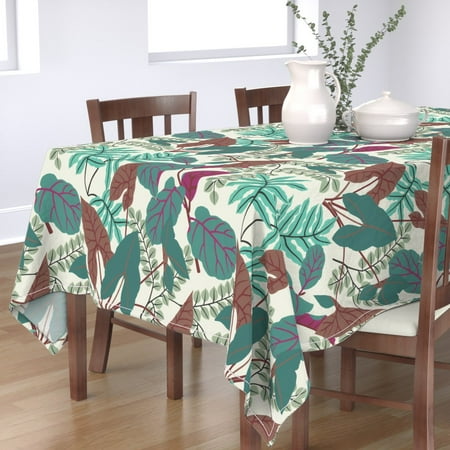 Tablecloth Jungle Leaves Lush Jumbo Tropical Plant Greenhouse Palm Cotton Sateen