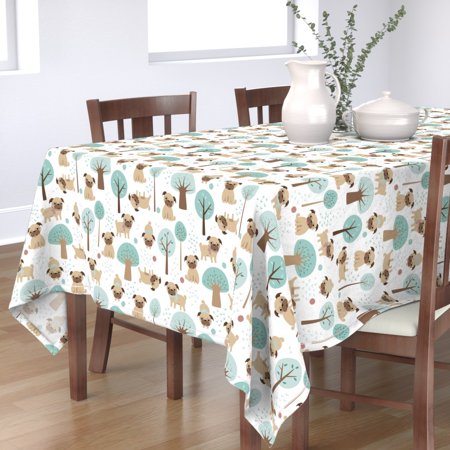 Tablecloth Pug Dog Pet Animal Cute Puppy Park Animals Year Of Cotton Sateen