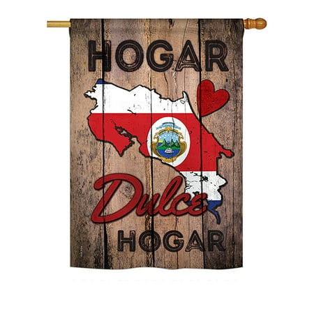 Ornament Collection - Country Costa Rica Hogar Dulce Hogar Flags of the World - Everyday Nationality Impressions Decorative Vertical House Flag 28" x 40" Printed In USA