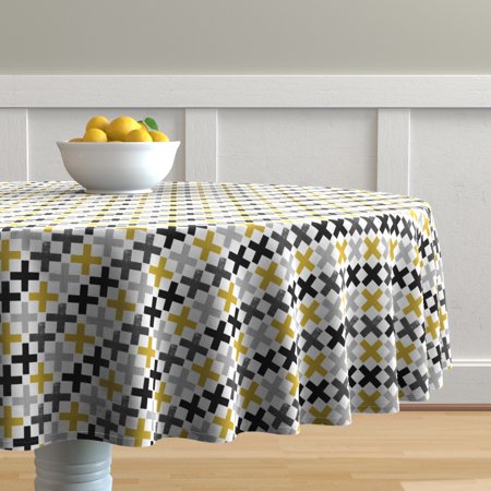 Round Tablecloth Mustard Plus Nursery Baby Plus Sign Gender Cotton Sateen