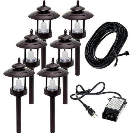 6 Pack Westinghouse Bronze 100 Lumen Low Voltage LED Pathway Light Landscape Kit