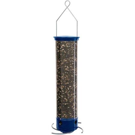 Droll Yankees Yankee Whipper Squirrel-Proof Bird Feeder, 17-Inches, 5-Lb Seed Capacity, 4 Ports, Blue