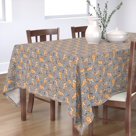 Tablecloth Woodland Fox Foxes Forest Autumn Winter Cotton Sateen