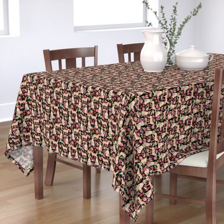 Tablecloth Labrador Dog Breed Florals Yellow Lab Cotton Sateen