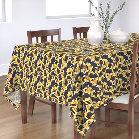 Tablecloth Vintage Tropical Toucan Birds Yellow Bird Paradise Cotton Sateen