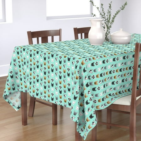 Tablecloth French Bulldog Mint Frenchie Pet Dog Puppy Cotton Sateen