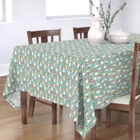 Tablecloth Corgi Pet Dog Corgis Dogs Flowers Wedding Floral Cotton Sateen