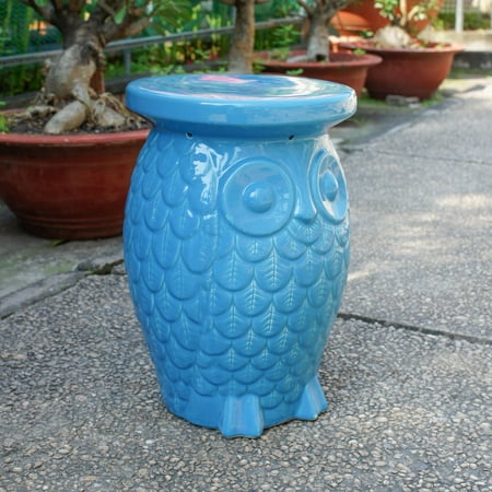 International Caravan Wise Old Owl Ceramic Garden Stool