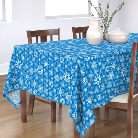 Tablecloth Snow Snowflakes Holidays Winter Christmas Snowflake Cotton Sateen