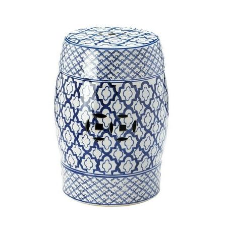 Small Ceramic Stool, Chinese Outdoor Asian Patio Ceramic Stool Blue