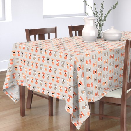 Tablecloth Baby Fox Woodland Nursery Decor Animals Polka Dot Girl Cotton Sateen