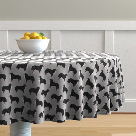 Round Tablecloth Bernese Mountain Dog Breed Dogs Grey Pets Pet Cotton Sateen