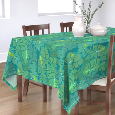 Tablecloth Hawaiian Animals Banana Leaves Tropical Palms Modern Cotton Sateen