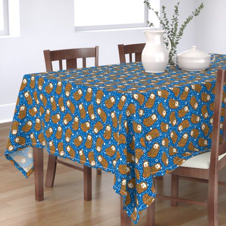 Tablecloth Sloth Sloths Hanukkah Blue Holiday Happy Hanukkah Cotton Sateen