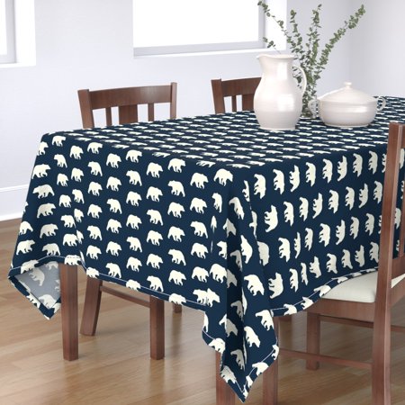 Tablecloth Navy Bears Bear Bears Woodland Animals Polar Bear Cotton Sateen