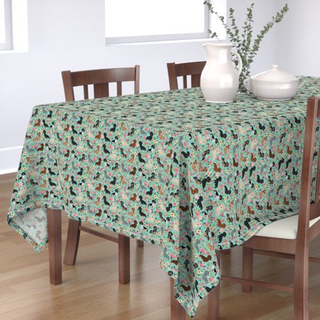 Tablecloth Floral Dog Dogs Dachshunds Doxie Doxies Dachshund Cotton Sateen