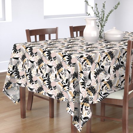 Tablecloth Abstract Botanical Modern Tropical Fern Frond Leaves Cotton Sateen