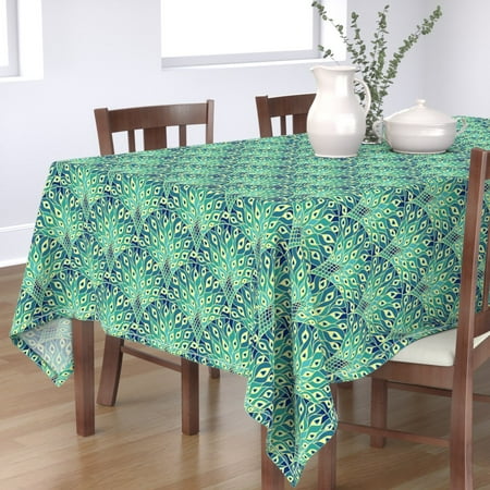 Tablecloth Blue Peacock Abstract Feathers Svetlana Prikhnenko R Dc Cotton Sateen