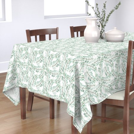 Tablecloth Pine Tree Branch Pattern Nature Christmas Winter Cotton Sateen