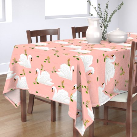 Tablecloth Swan Girl Nursery Decor Bird Animal Pond Upholstey Cotton Sateen