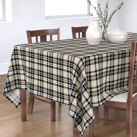 Tablecloth Fall Plaid Winter Buffalo Plaid Tan Neutral Tan And Cotton Sateen