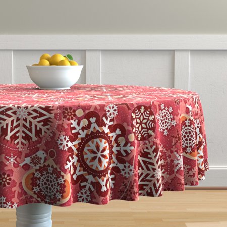 Round Tablecloth Holidays Merry Christmas Christmas Ornaments Cotton Sateen