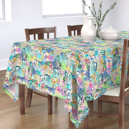 Tablecloth Whimsical Animals Horse Rainbow Africa Zoo Animal Cotton Sateen