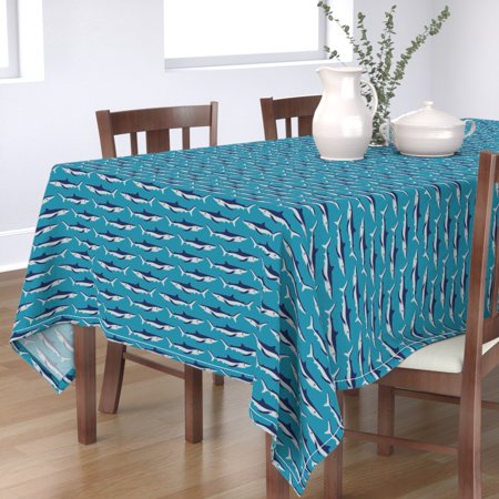 Tablecloth Sealife Animals Sharks Nautical Nursery Ocean Shark Cotton Sateen