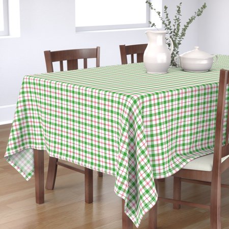 Tablecloth Preppy Plaid Holiday Decor Christmas Red And Green Cotton Sateen