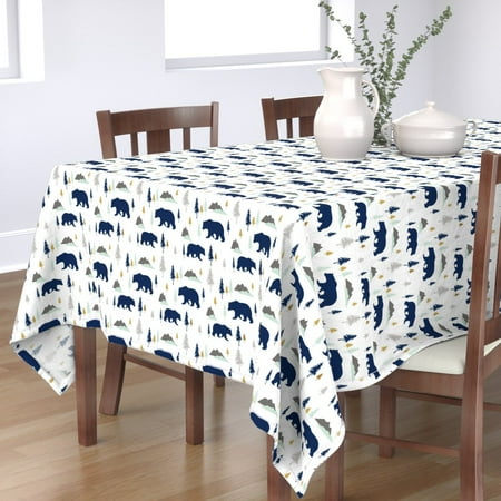 Tablecloth Bears Mountain Woodland Animal Nursery Baby Boy Camping Cotton Sateen