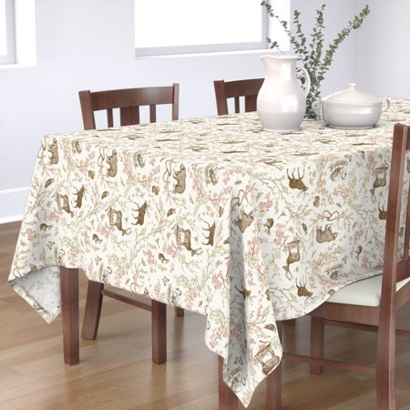 Tablecloth Wreath Garden Toile Woodland Floral Spring Girl Nursery Cotton Sateen