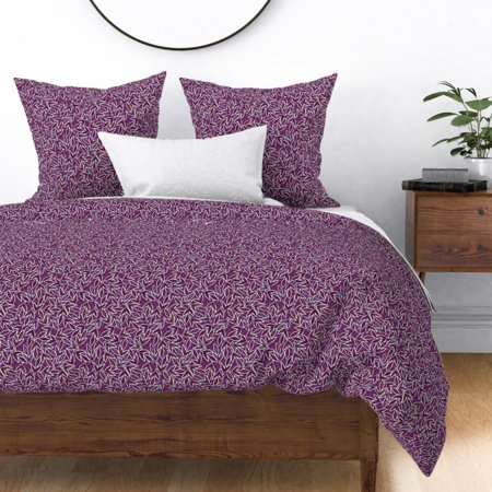 Autumn Leaves Leaf Foliage Purple Plants Nature Sateen Duvet Cover by Roostery