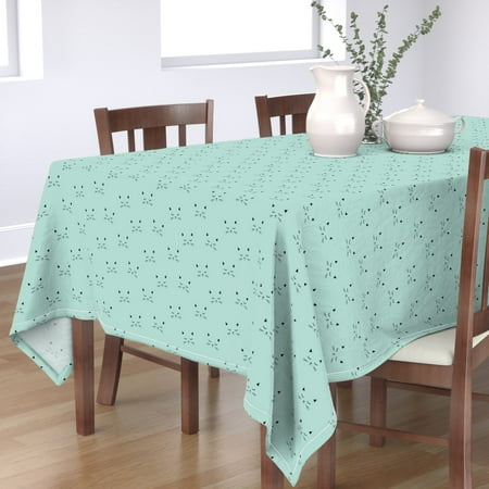 Tablecloth Cute Cat Mint Blue Baby Girl Nursery Kawaii Kids Kitten Cotton Sateen